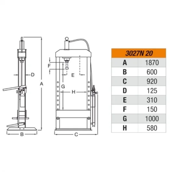 Beta 3027n 20 pressa idraulica con pistone mobile 20 t 030270102 - dettaglio 2