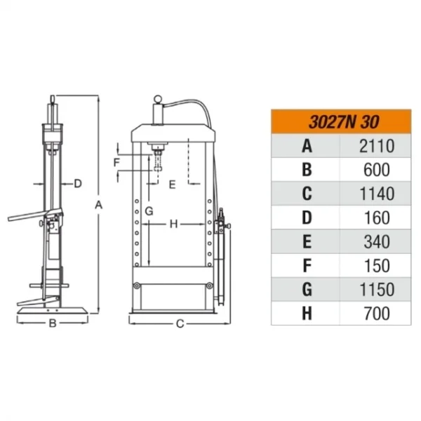 Beta 3027n 30 pressa idraulica con pistone mobile ed argano 30 t 030270103 - dettaglio 2