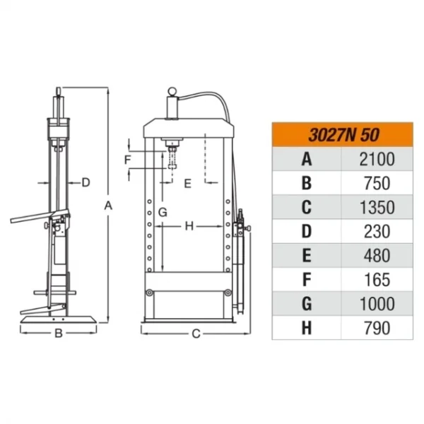 Beta 3027n 50 pressa idraulica con pistone mobile ed argano 50 t 030270105 - dettaglio 2