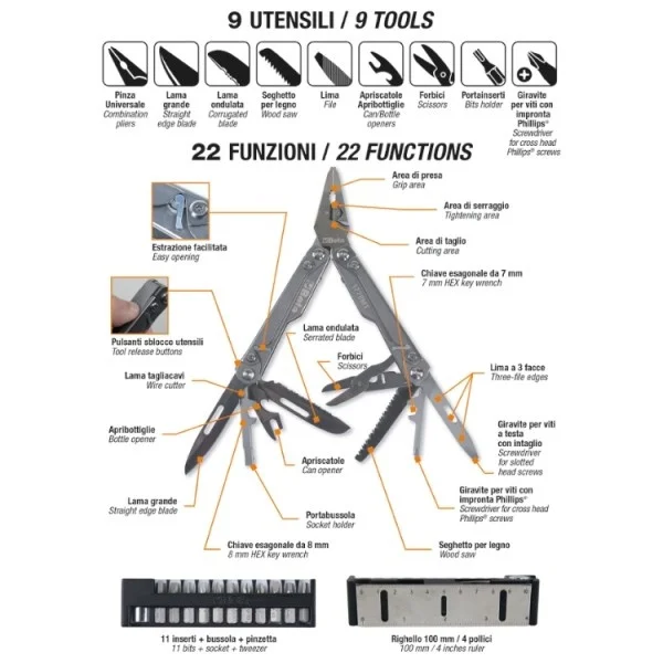 Beta 1778mt utensile manuale multifunzione con inserti e fodero 017780055 - dettaglio 8