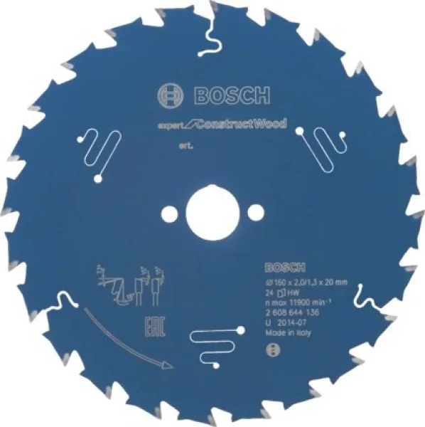 Bosch expert for construct wood lama per seghe circolari 160x20 mm per legno chiodato 2608644136 - dettaglio 1