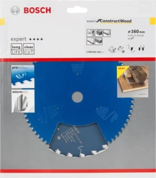 Bosch expert for construct wood lama per seghe circolari 160x20 mm per legno chiodato 2608644136 - dettaglio 2