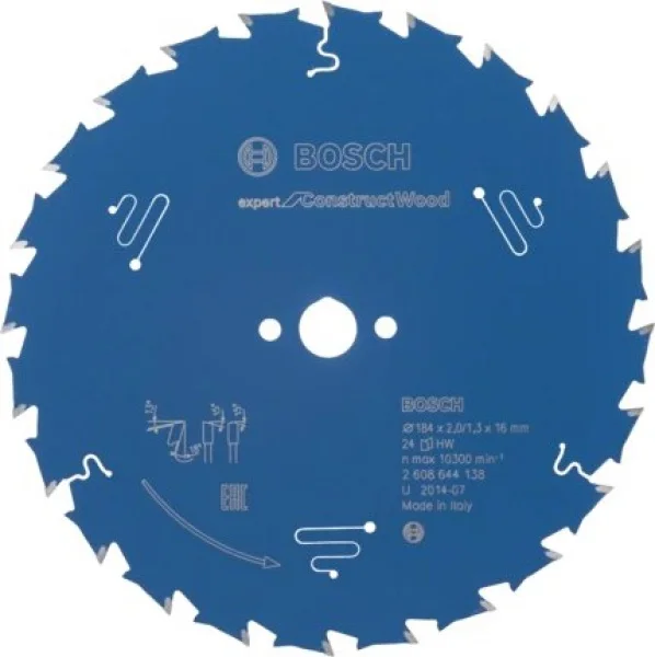 Bosch expert for construct wood lama per seghe circolari 184x16 mm per legno chiodato 2608644138 - dettaglio 1