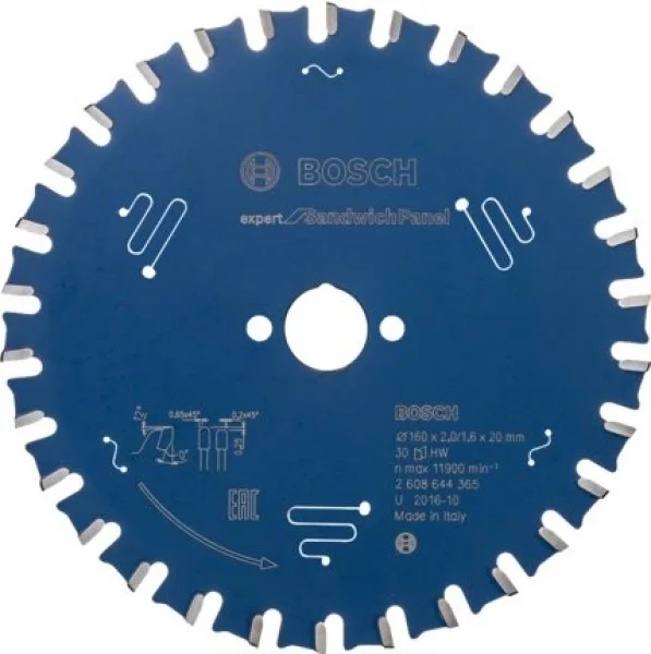 Bosch expert lama per sega circolare 160x20 mm per pannelli sandwich 2608644365 - dettaglio 1