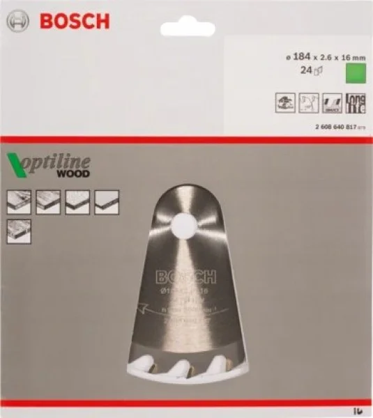 Bosch optiline wood lama per sega circolare 184x16 mm per legno 2608640817 - dettaglio 2