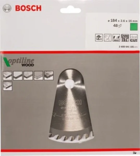 Bosch optiline wood lama per sega circolare 184x16 mm per legno 2608641181 - dettaglio 2