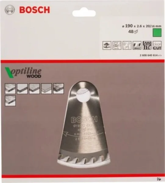 Bosch optiline wood lama per sega circolare 190x20 mm per legno 2608640614 - dettaglio 2