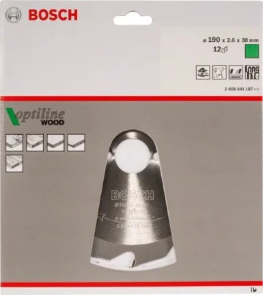 Bosch optiline wood lama per sega circolare 190x30 mm per legno 2608641187 - dettaglio 2