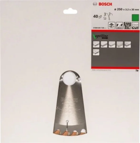Bosch optiline wood lama per sega circolare 250x30 mm per legno 2608640728 - dettaglio 2