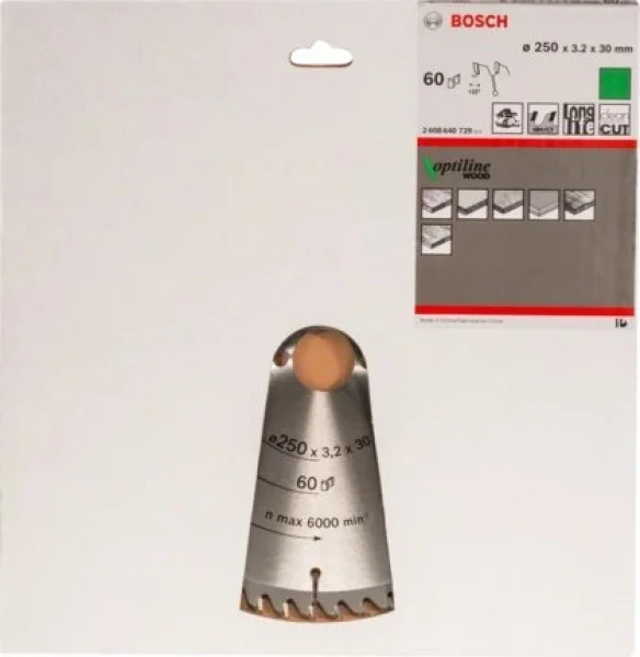 Bosch optiline wood lama per sega circolare 250x30 mm per legno 2608640729 - dettaglio 2