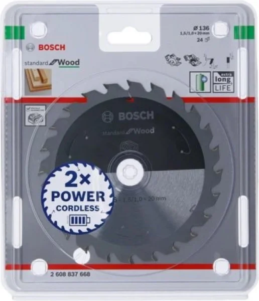 Bosch standard for wood lama per sega circolare 136x20 mm per legno 2608837668 - dettaglio 2