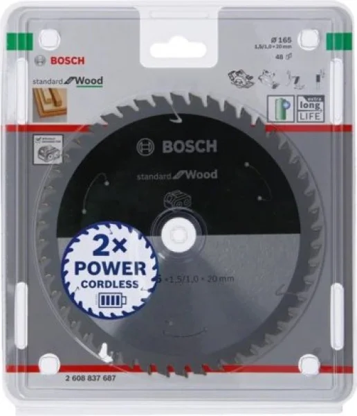Bosch standard for wood lama per sega circolare 165x20 mm per legno 2608837687 - dettaglio 2