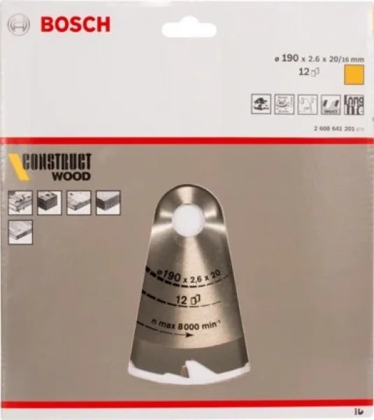 Bosch standard for construct wood lama per sega circolare 190x20 mm per legno chiodato 2608641201 - dettaglio 2
