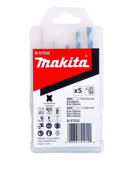 Makita b-57532 set punte assortite sds-plus per metallo e legno 5 pz. - dettaglio 1