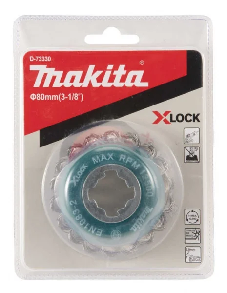 Makita D-73330 Spazzola a tazza Inox 80 mm X-Lock a filo intrecciato per acciaio - D-73330
