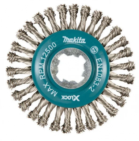 Makita d-73368 spazzola a ruota x-lock filo inox intrecciato stringer per acciaio - dettaglio 1