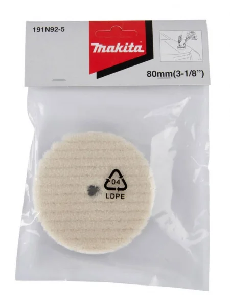 Makita 191n92-5 tampone attacco velcro 80 mm in lana per rifinitura - dettaglio 3