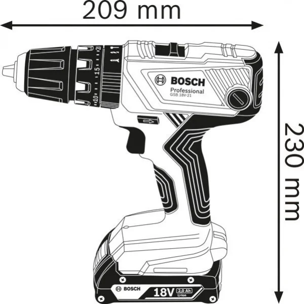 Bosch gsb 18v-21 trapano avvitatore battente 18v con due batterie - dettaglio 3