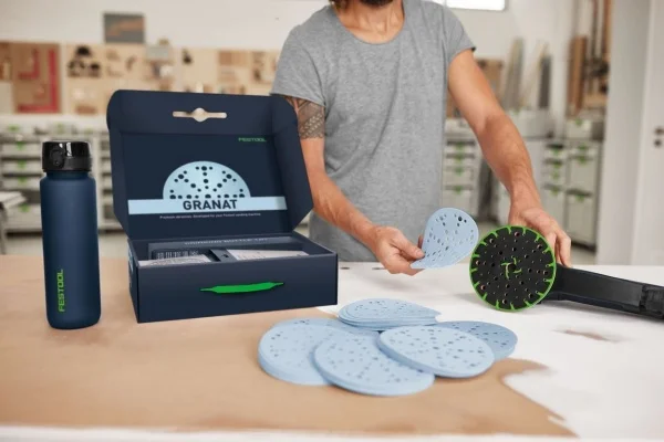 Festool stf d150/48 gr-set p kit dischi abrasivi granat 150 mm 60 pz. con borraccia 578131 - dettaglio 6