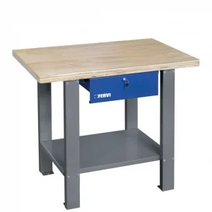 Fervi b022/10 banco da lavoro di legno in kit di montaggio con cassetto - dettaglio 1