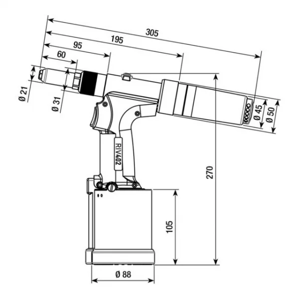 Rivit riv402 rivettatrice oleopneumatica per rivetti standard 3,2 - 4,8 mm 6352100 - dettaglio 2