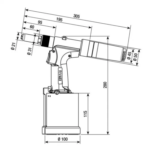 Rivit riv403 rivettatrice oleopneumatica per rivetti standard 4,0 - 6,4 mm 6352200 - dettaglio 2
