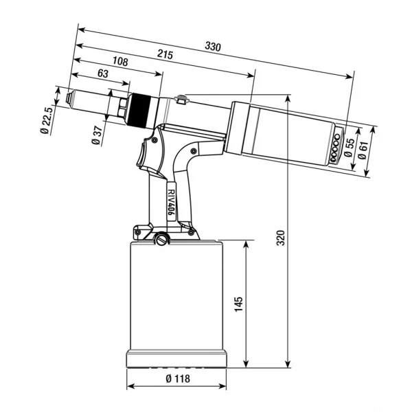 Rivit riv406 rivettatrice oleopneumatica per rivetti 4,8 - 6,4 mm 6352300 - dettaglio 2
