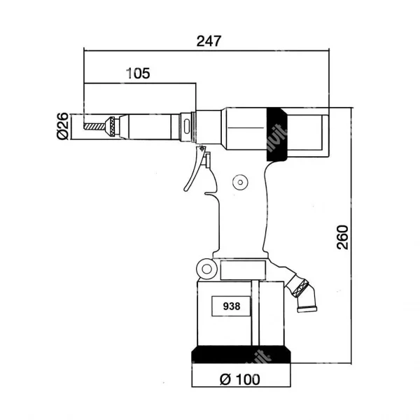 Rivit riv938 rivettatrice oleopneumatica monofase per inserti senza kit 4143400 - dettaglio 2