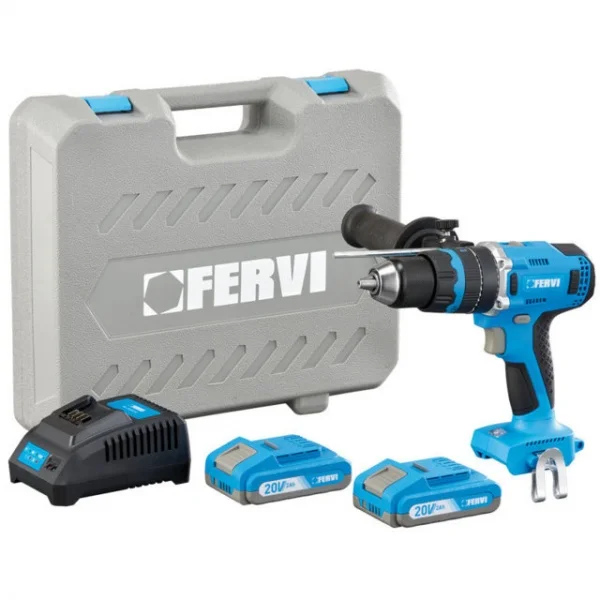 Fervi fb20id3ab-22b trapano a percussione brushless 20 v con due batterie - dettaglio 1