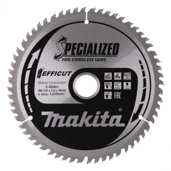 Makita e-08903 efficut lama tct per troncatrici 216x30 mm per legno - dettaglio 1