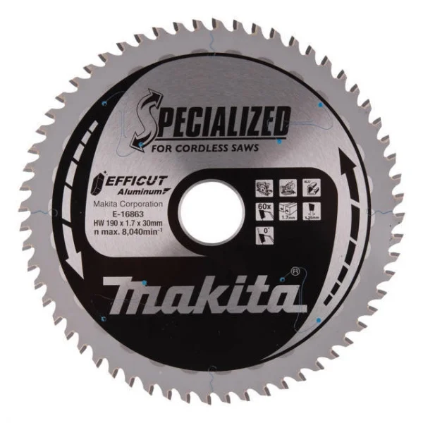 Makita e-16863 efficut lama tct per seghe circolari 190x30 mm per alluminio - dettaglio 1