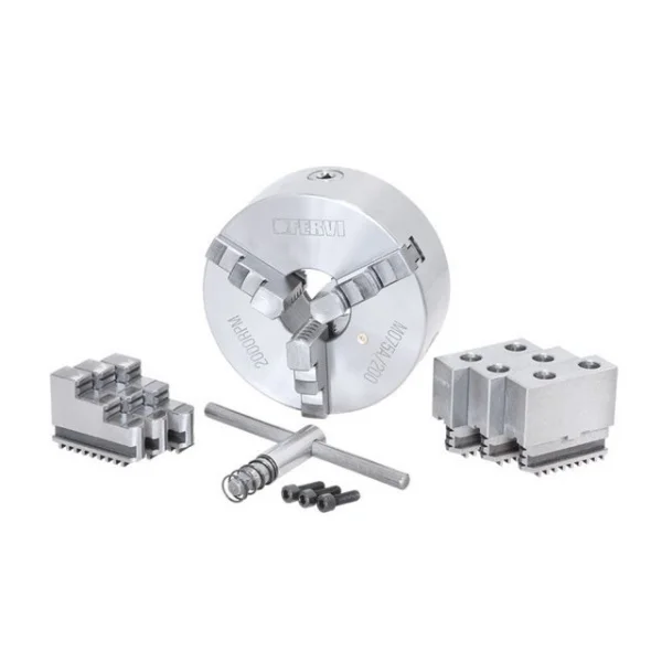 Fervi m075a/200 mandrino di precisione autocentrante 3+3+3 griffe per tornio - dettaglio 1