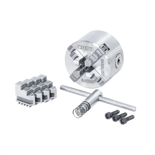 Fervi m449a/080 mandrino a 4+4 griffe di precisione autocentrante per tornio - dettaglio 1