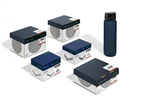 Festool stf d150/48 gr-sp p kit abrasivi granat 150 mm e spugne 272 pz. con borraccia 578132 - dettaglio 1