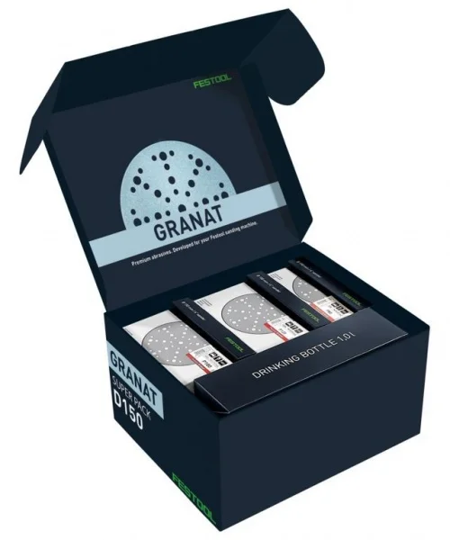 Festool stf d150/48 gr-sp p kit abrasivi granat 150 mm e spugne 272 pz. con borraccia 578132 - dettaglio 2