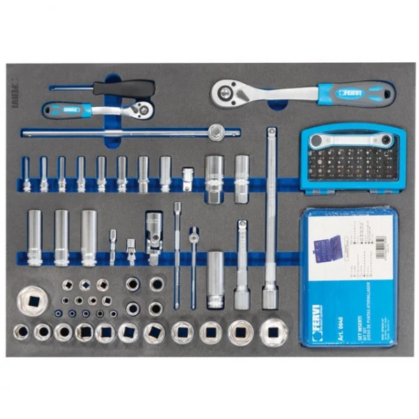 Fervi c960/cc03 cassettiera mobile 7 cassetti con assortimento 253 pz. - dettaglio 4