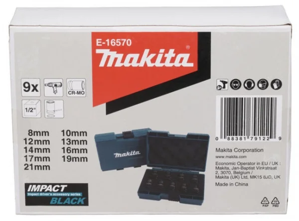 Makita e-16570 impact black set di chiavi a bussola 1/2" da 9 pz. - dettaglio 5