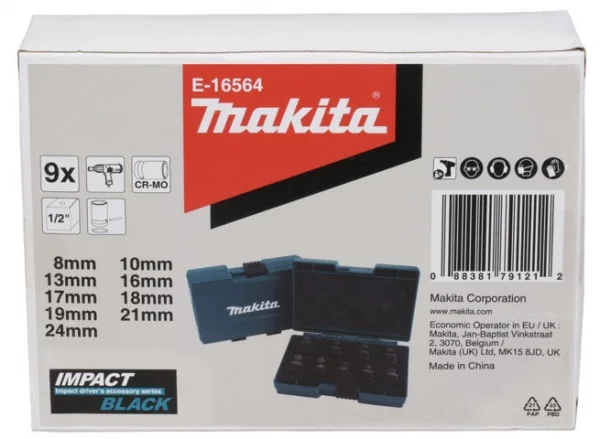 Makita e-16564 impact black set di chiavi a bussola 1/2" da 9 pz. - dettaglio 5