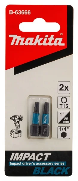 Makita impact black inserto torx 25 mm 1/4" c-form 2 pz. b-63666 - dettaglio 6