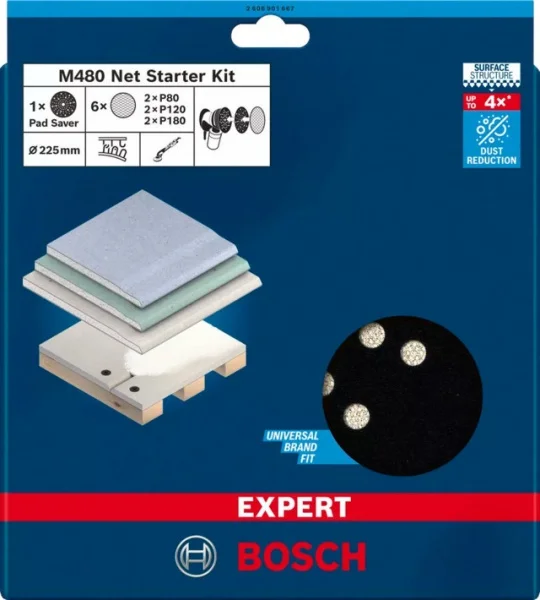 Bosch expert m480 set di abrasivi a rete 225 mm per levigatrici 7 pz. 2608901667 - dettaglio 2