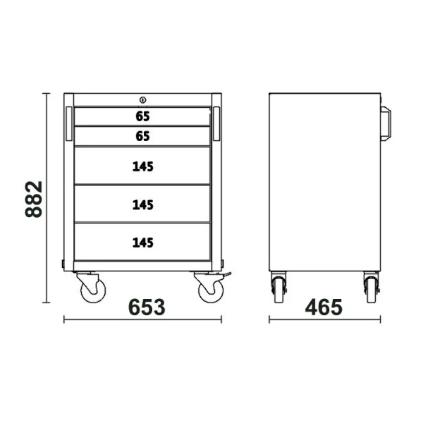 Beta c45pro 2.0 c5 cassettiera mobile a 5 cassetti per arredo officina 045000226 - dettaglio 2