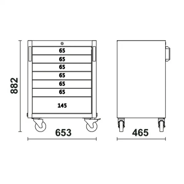 Beta c45pro 2.0 c7 cassettiera mobile a 7 cassetti per arredo officina 045000228 - dettaglio 2