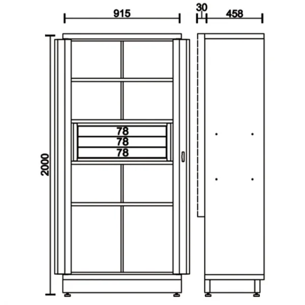 Beta c45pro 2.0 as2/3c armadio a 2 ante con modulo cassetti per arredo officina 045000482 - dettaglio 3