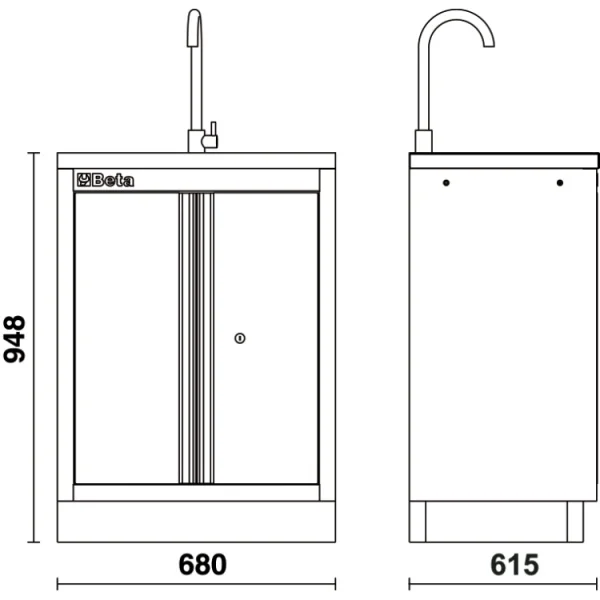 Beta c45pro 2.0 ml modulo fisso con lavandino per arredo officina 045002233 - dettaglio 2