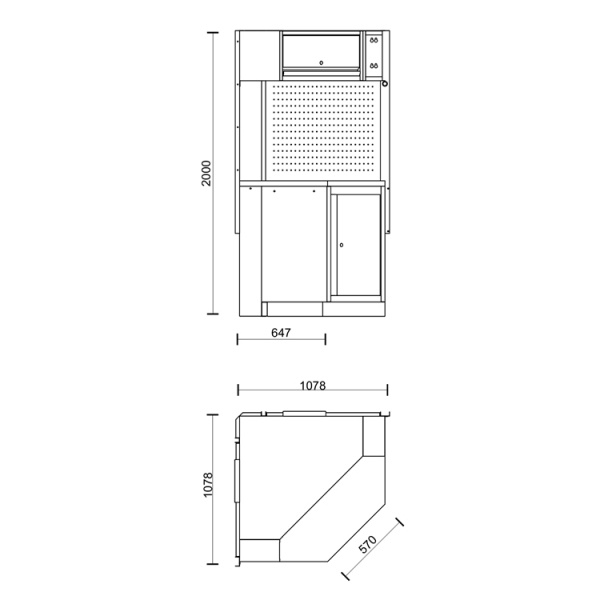Beta C45PRO 2.0 CORNER/X Modulo angolare completo autoportante per arredo officina - 045002401