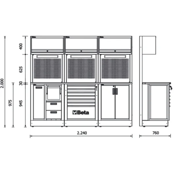 Beta rsc50 2.0 e combinazione arredo officina modulare 050001026 - dettaglio 2