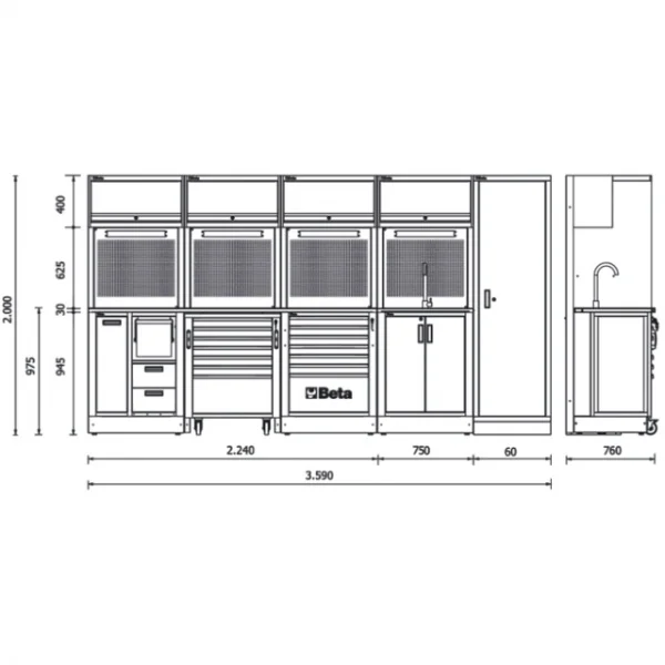 Beta rsc50 2.0 h combinazione arredo officina modulare 050001041 - dettaglio 2