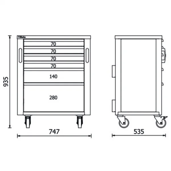 Beta rsc50 2.0 c6 cassettiera mobile 6 cassetti per officina 050001206 - dettaglio 2