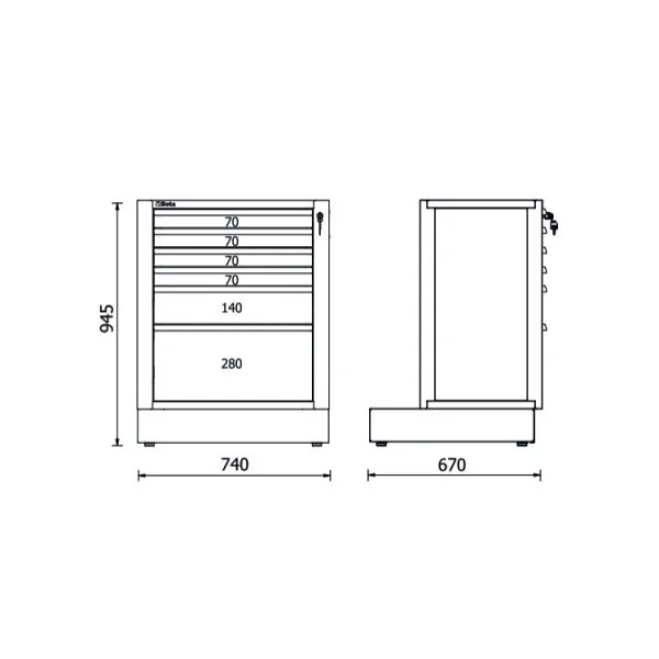 Beta rsc50 2.0 m6 modulo fisso con 6 cassetti per arredo officina 050001226 - dettaglio 2