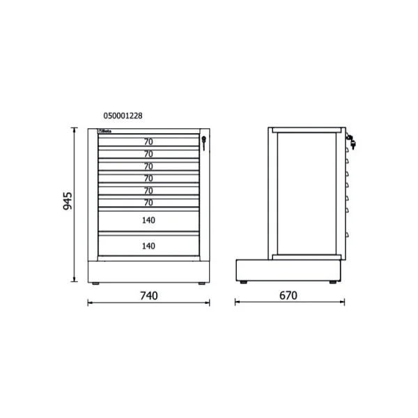 Beta rsc50 2.0 m8 modulo fisso con 8 cassetti per arredo officina 050001268 - dettaglio 2